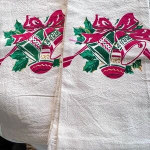 NIP! Vintage Reproduction 🎄 Christmas Bells Cotton Tea Towels Pair